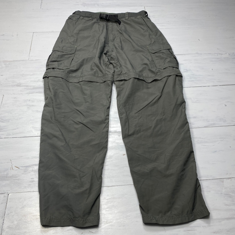 REI Sahara Convertible Cargo Pants Mens L 32 Gray Nylon Hiking Zip Off Trail